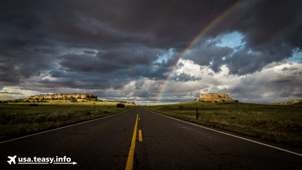 Regenbogen am Ausgang des Canyonlands Nationalpark.